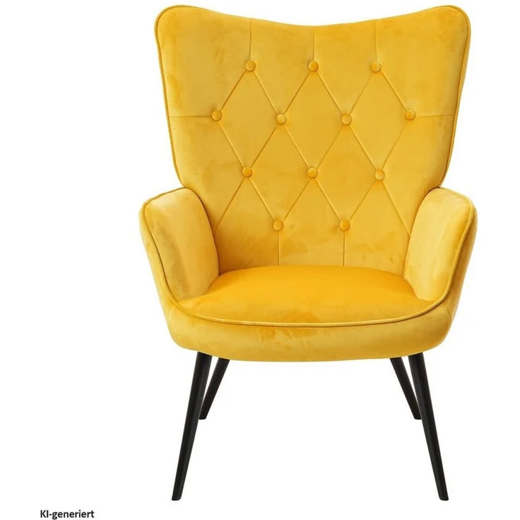 HTI-Living Loungesessel Ohrensessel Freya Velvet Gelb (1 Stück, 1-St, 1 Sessel), Loungesessel mit samtiger Oberfläche und Armlehnen – Bild 3