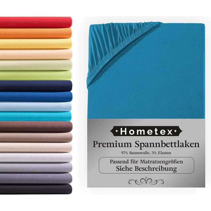 Hometex Premium Textiles Spannbettlaken Premium Boxspringbett Spannbetttuch ideal für Wasserbett und Matratzen, Jersey, Gummizug: Rundumgummizug, Spannbettlaken Premium Qualität 190 g/m², Gekämmte Baumwolle