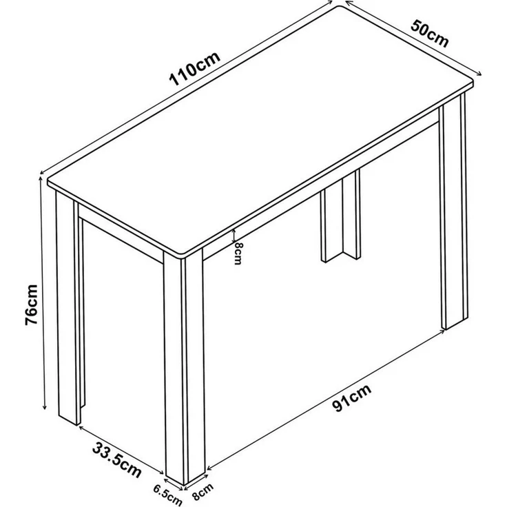 VCM Esstisch Esal 918343 Weiß H. 76 x B. 110 x T. 50 cm – Bild 3