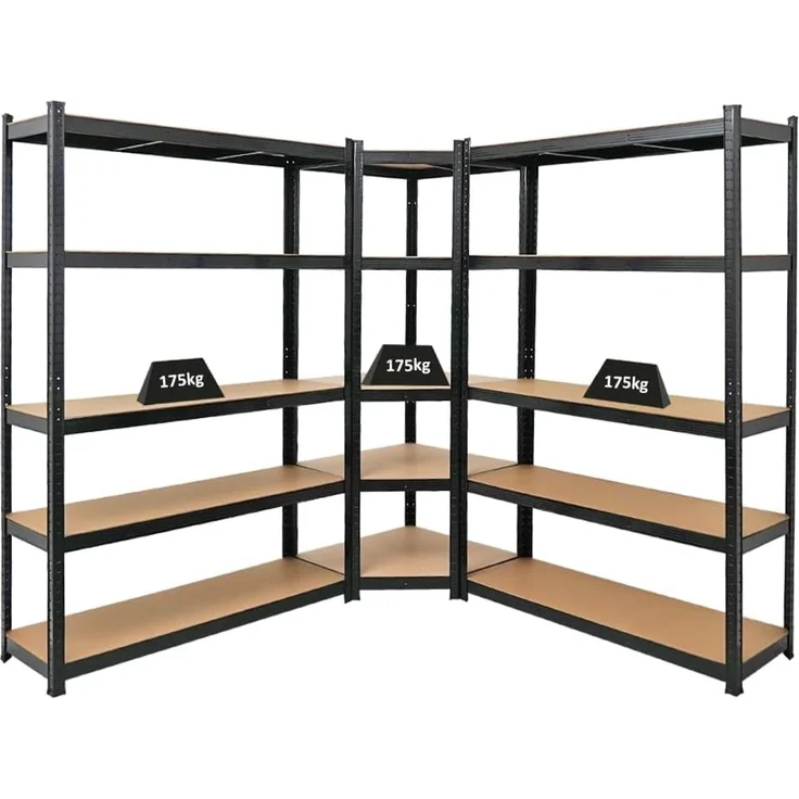 PROREGAL Mega Deal Eckregal Ragnar 1x: 180 x 70 x 40 cm | 2X: 180 x 120 x 40 cm Schwarz Fachlast 175kg, Kellerregal, Steckregal, Garagenregal, Lagerregal – Bild 1