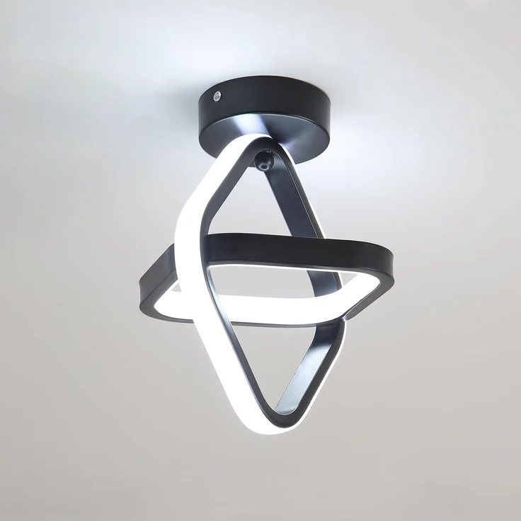 Goeco LED Deckenleuchte Moderne, 22W Deckenlampe Schwarze Farbe, Deckenleuchten für Wohnzimmer Schlafzimmer Küche, 6500K Kühl Weißes Licht