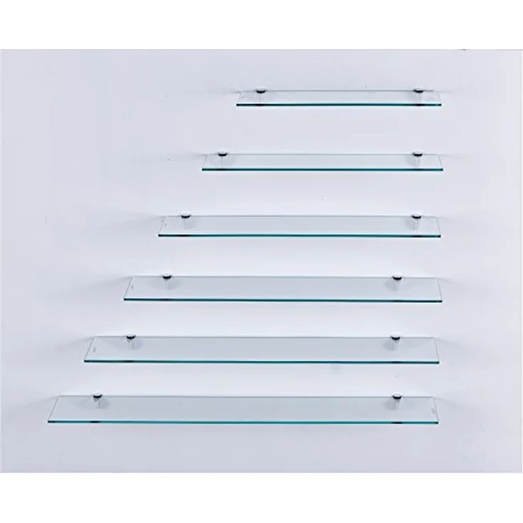 HOOZ Wandregal aus Sicherheitsglas mit Halterung - Klarglas - 70 x 13 x 0,6 cm, 1-tlg, mit geschliffenen Kanten – Bild 2