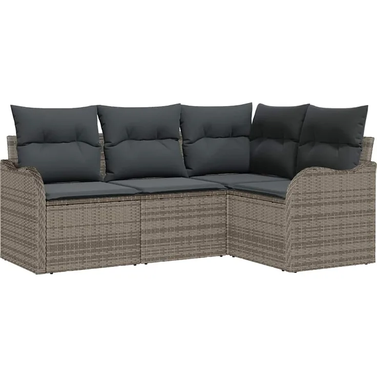vidaXL Gartensofa-set mit Speicher 4 pcs Grau Poly-Rattan 3354348