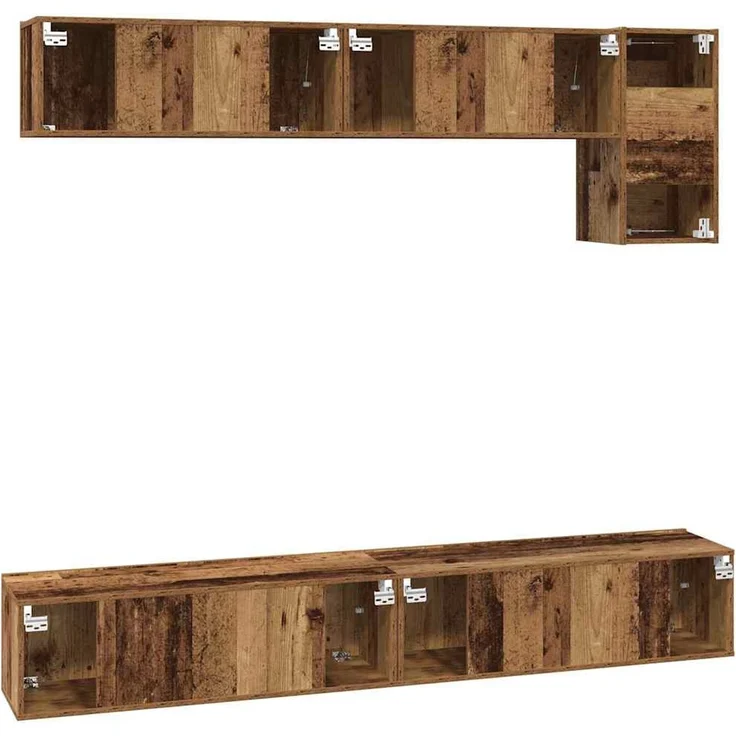vidaXL TV-Schrankset Wandmontiert 5 pcs Altholz Holzwerkstoff 3393195 – Bild 9