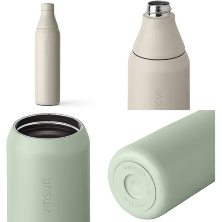 Vinsun Isolierflasche Edelstahl Trinkflasche 750ml doppelwandig isoliert Sprudel geeignet, BPA frei, auslaufsicher, kleine Trinköffnung und große Füllöffnung – Bild 5