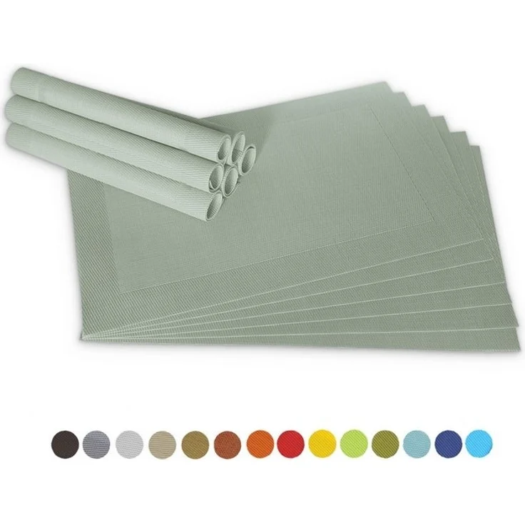 matches21 HOME & HOBBY Platzset Tischsets BORDA 12er Set Pastell-grün als Tischuntersetzer, (12-St), Abwaschbare Platzsets als Tischunterlagen für Ess-Tisch Tisch-Deko – Bild 4