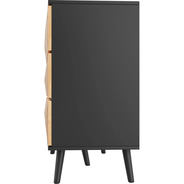 DESVIAE Sideboard mit 6 Schubladen 120x85x40 cm aus MDF und Spanplatte Schwarz/Natur – Bild 9