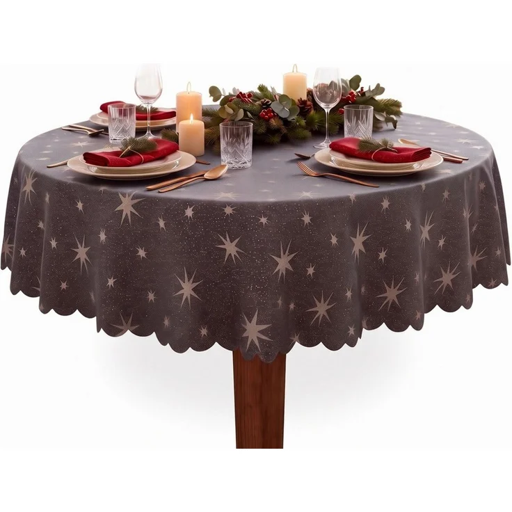 Stoffschmiede Tischdecke Weihnachten Sterne - Lurex Glanz - Versch. Größen & Farben, Lurex Glanz – Bild 1