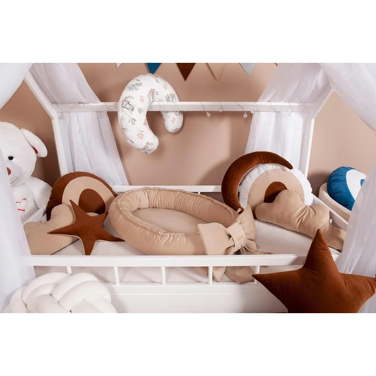 Kuschelnest Babynest Babynestchen Nestchen Reisebett Wickelauflage mit Schleife (Farbe: grau) – Bild 6
