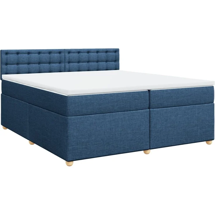 vidaXL Boxspringbett mit Matratze Blau 200x200 cm Stoff 3289107 – Bild 3