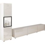 INOSIGN Wohnwand BERLIN I, (Komplett-Set, 2-St), moderne grifflose Mediawand Breite 220 cm, Vitrine mit Verglasung