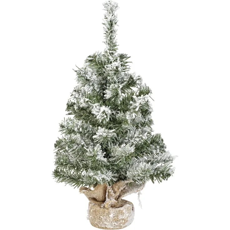 Everlands Mini Weihnachtsbaum im Jutesack 45 cm grün weiß