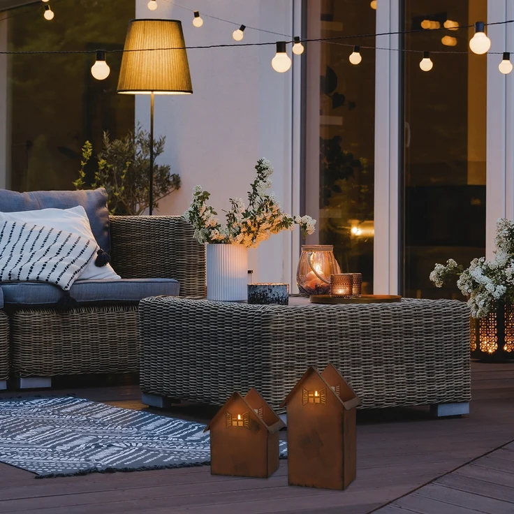 Hoberg Blumenkasten Rost-Pflanztöpfe 2er-Set 20cm & 28cm (2 St), Deko Garten Balkon Terrasse Pflanzgefäß Windlicht – Bild 7