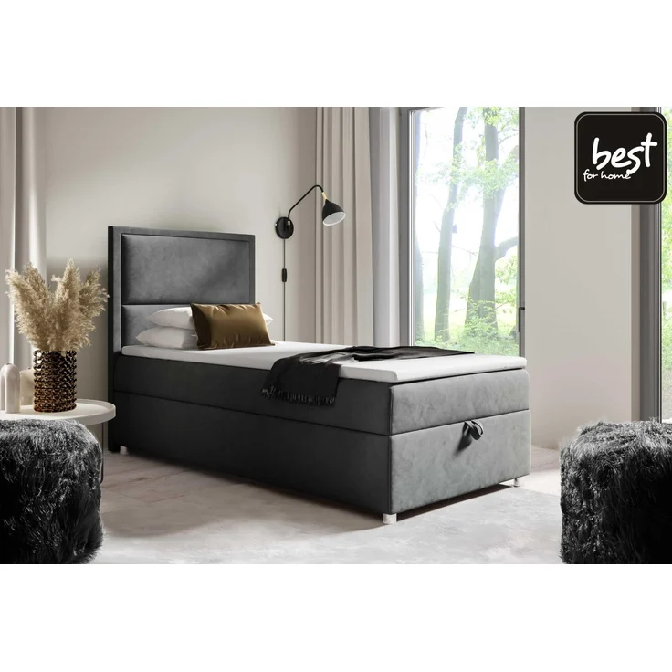 Best for Home Boxspringbett K11 SINGLE mit Bettkasten (Graphit 80x200) – Bild 2
