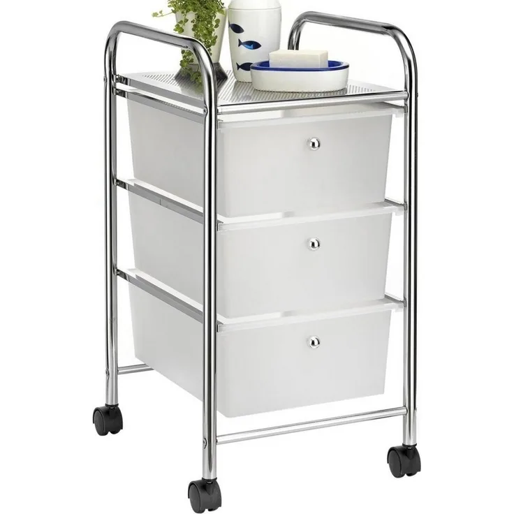 IDIMEX Beistellwagen GINA, Rollcontainer Rollwagen Friseur Kosmetik Badregal mit 3 Schubladen