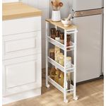 Vasagle Küchenwagen mit 4 Ebenen, Stahlgestell eichenfarben-weiß, 13 x 45,4 x 77 cm