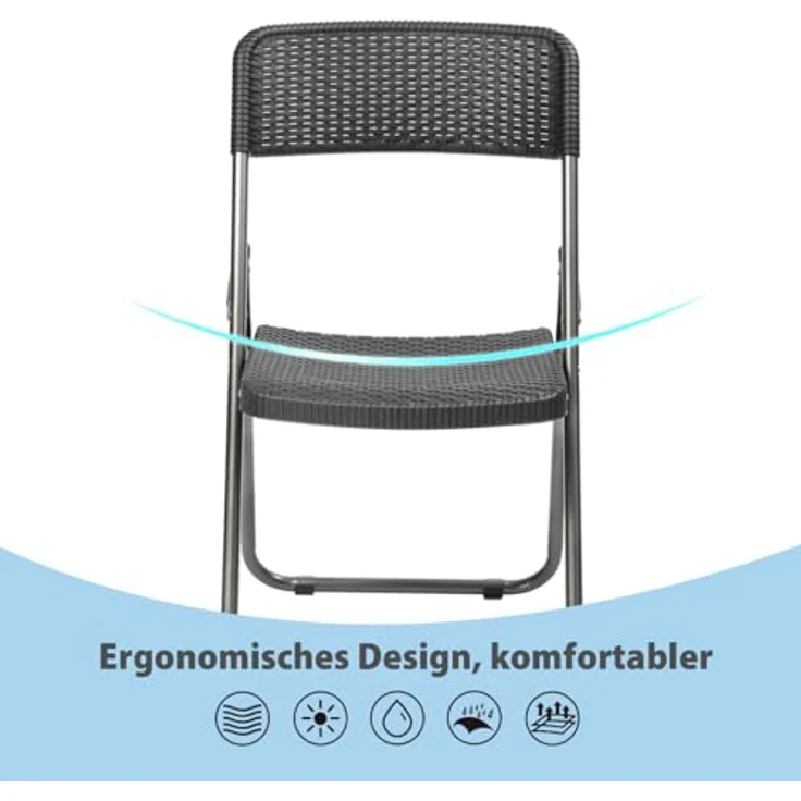 Sekey Balkonset 3 Teilig, Klappbar Balkonset Kleiner Balkon 2 Personen, Bistro Gartenmöbel Set Rattan Wetterfest, Belastbarkeit Klappstuhl 200KG & Klapptisch 50KG, Balkonmöbel Set Bistro – Bild 9