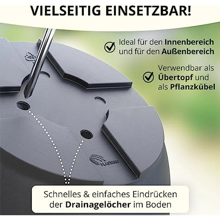 Plastard Pflanzkübel 3er, 5er, 10er Sets, Blumentopf mit passenden Untersetzer 15 - 40 cm (3 St, Blumenkübel ist Witterungs-, frost- und UV-beständig) – Bild 5