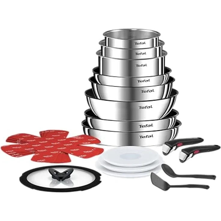 Tefal Ingenio L897SJ04 Gemischtes Set Schwarz Edelstahl Edelstahl Titan Schwarz Edelstahl Glas/Kunststoff