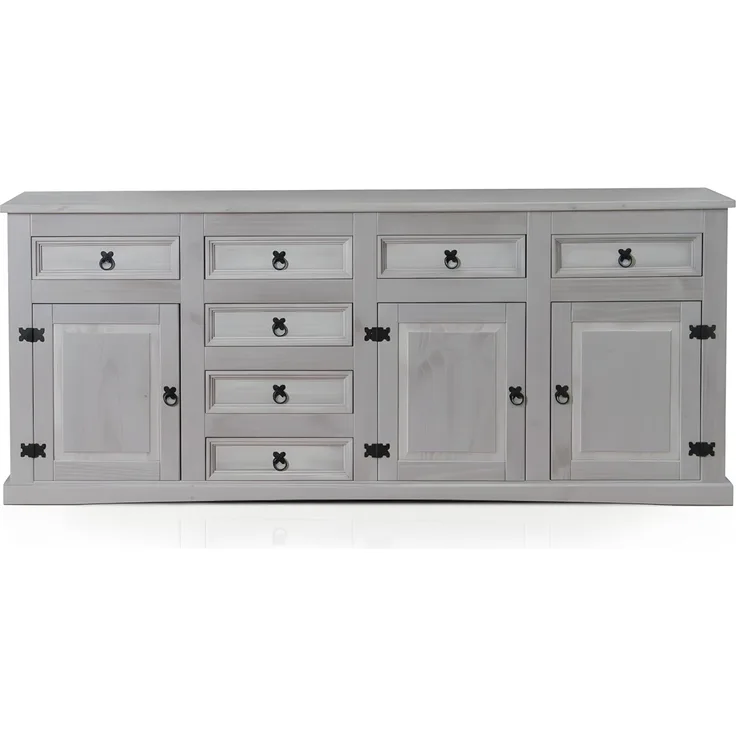 Sideboard New Mexiko Kiefer massiv grau Mexico Schubladen Kommode Schrank