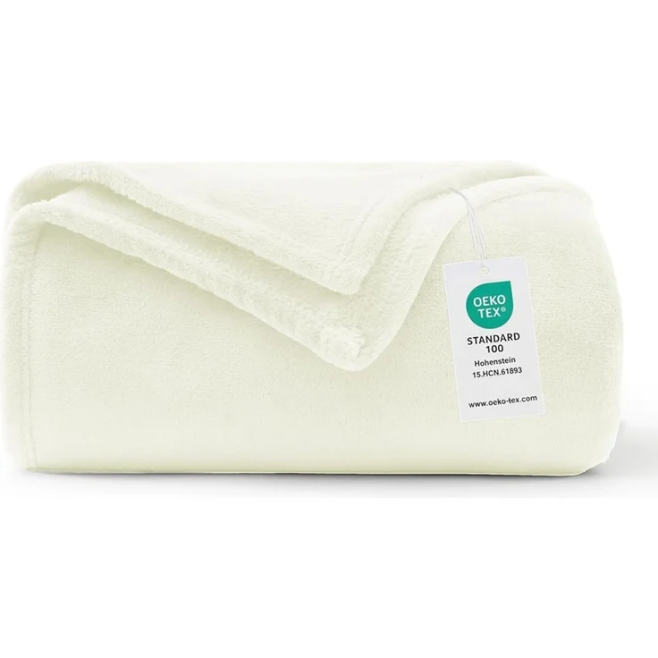 WAVVE Kuscheldecke Flauschig Decke Fleecedecke - Sofadecke Klein Wohndecke Couchdecke, Decke Sofa Weich Creme, Leicht Sofaüberwurf 130x150 cm