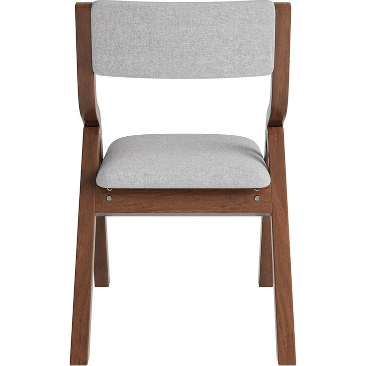 Klappbare Esszimmerstühle B 49 x T 15,5 x H 91,5 cm, Massivholz und Leinen, grau, 2er-Set – Bild 8