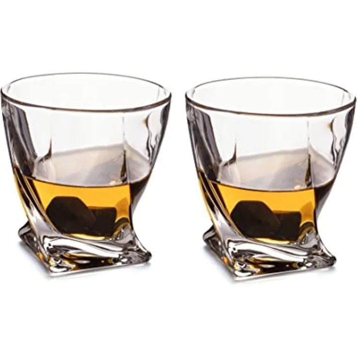 Thumbs Up Gläser-Set Whisky Gläser - Twisted (2er Set) inkl. 2 ice rocks (Kühlsteine)