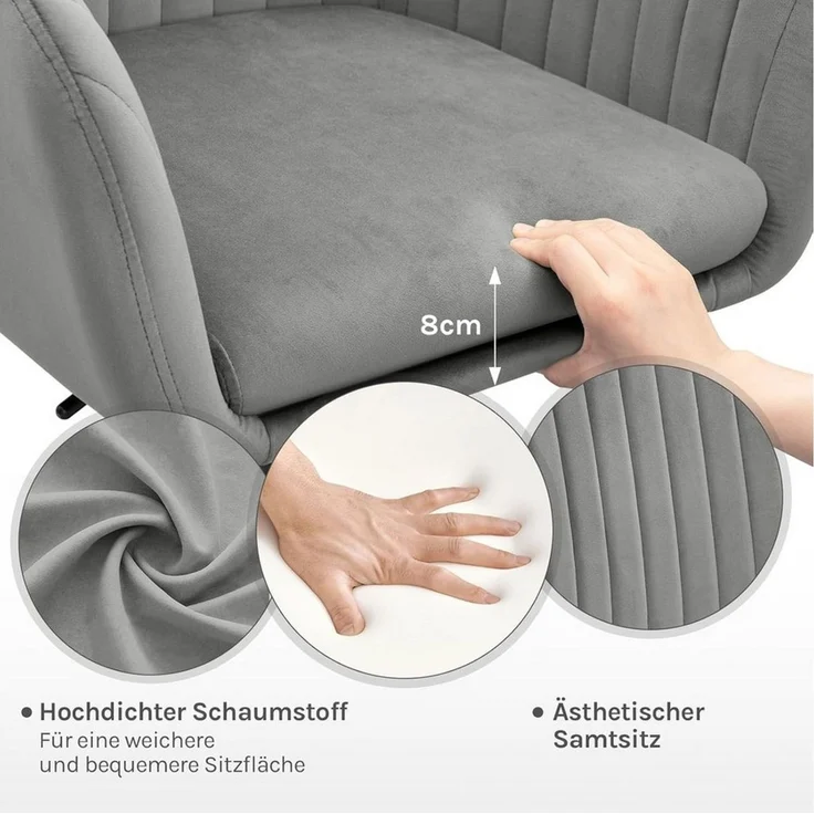 Woltu Schreibtischstuhl, Homeoffice Stuhl mit Rollen, Schminkstuhl höhenverstellbar – Bild 4