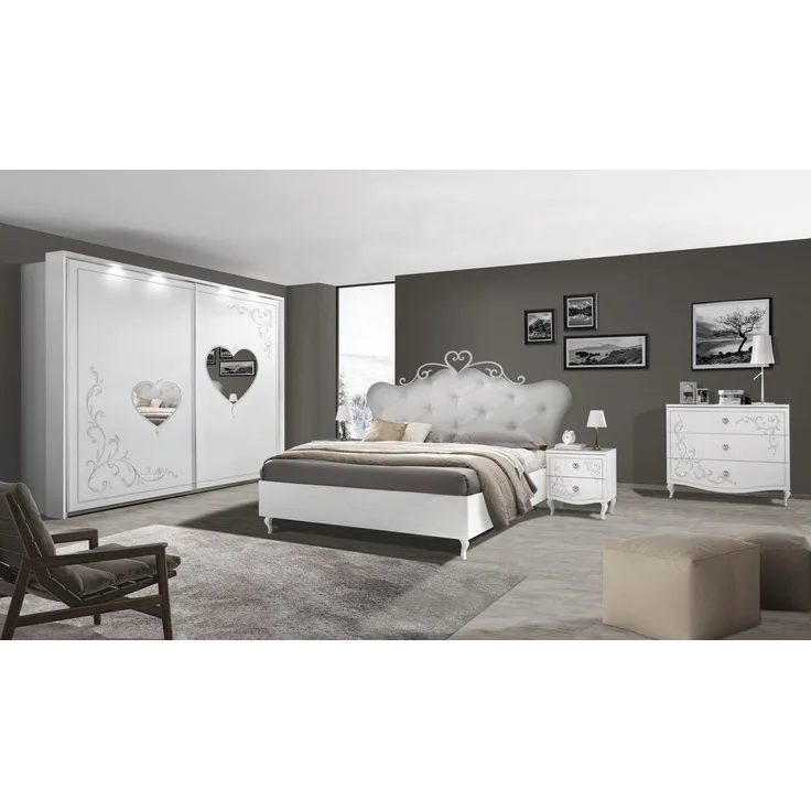 Bett >Salvina< (BxHxT: 206x130x205 cm) in Weiss - 206x130x205cm (BxHxT)