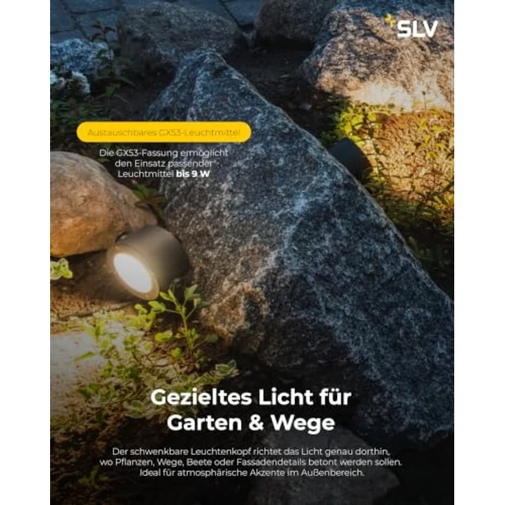 SLV No. 231525 SITRA 360 SPIKE anthrazit GX53 max. 9W IP44 – Bild 4