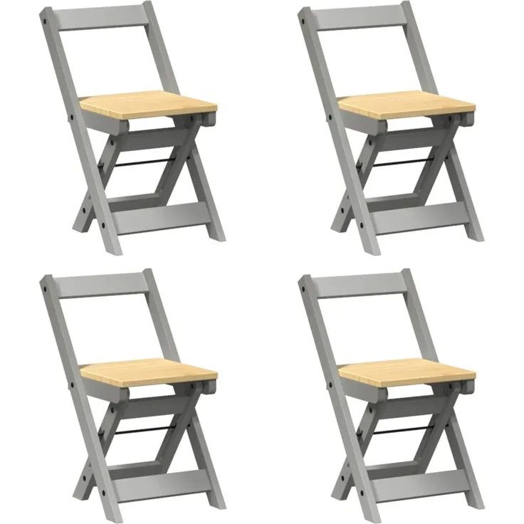 vidaXL Esszimmerstühle Klappbar 4 Stk. Corona Grau Massivholz Kiefer 4013438