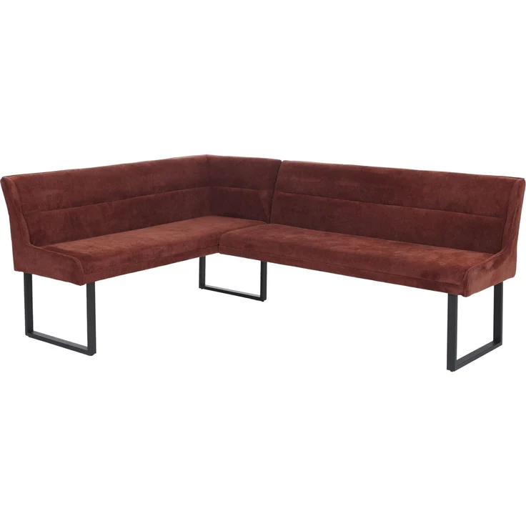 Eckbank HWC-O81, Esszimmerbank Bank, Öko-Tex (310g/m²) Chenille Stoff/Textil Metall 159x210 cm ~ rot – Bild 9