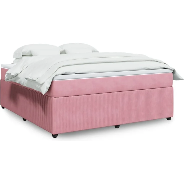 vidaXL Boxspringbett mit Matratze Rosa 180x200 cm Samt 3285661 – Bild 1