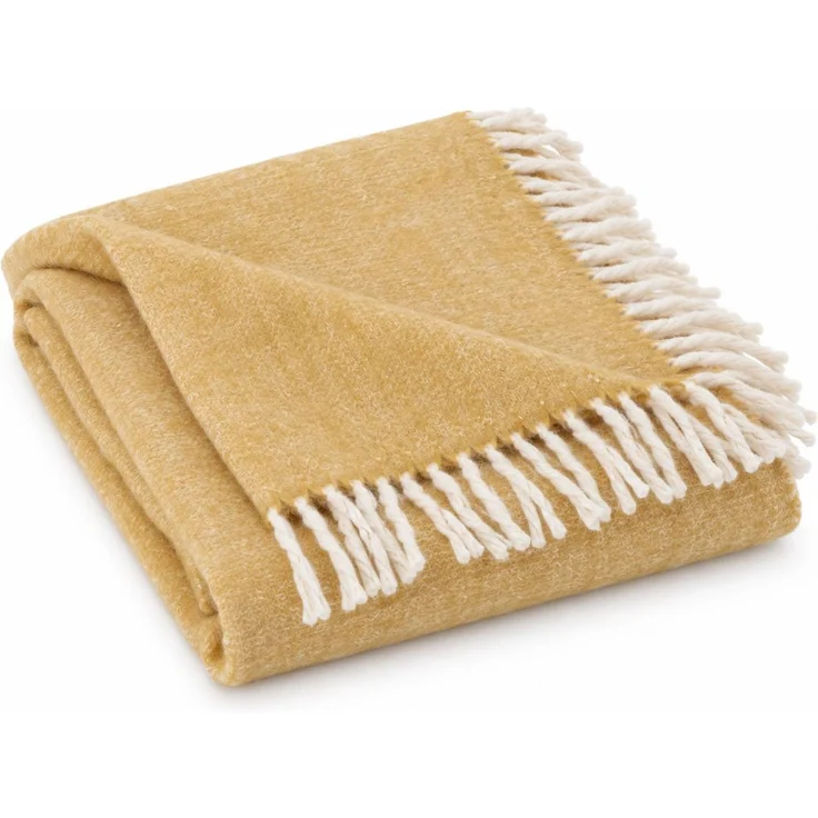 DIJK Natural Collections Kuscheldecke 130 x 160 cm – flauschige Wohndecke aus Acryl Maisgelb Ocker – Bild 2