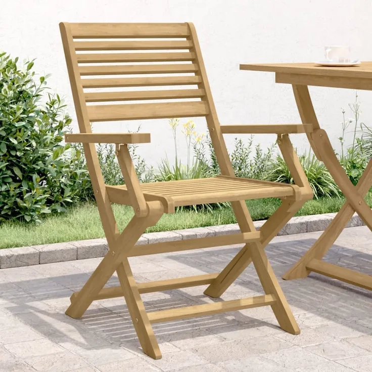 vidaXL Klappstühle, 2 Stück, 54,5 x 61,5 x 86,5 cm, Massivholz Akazie 365737