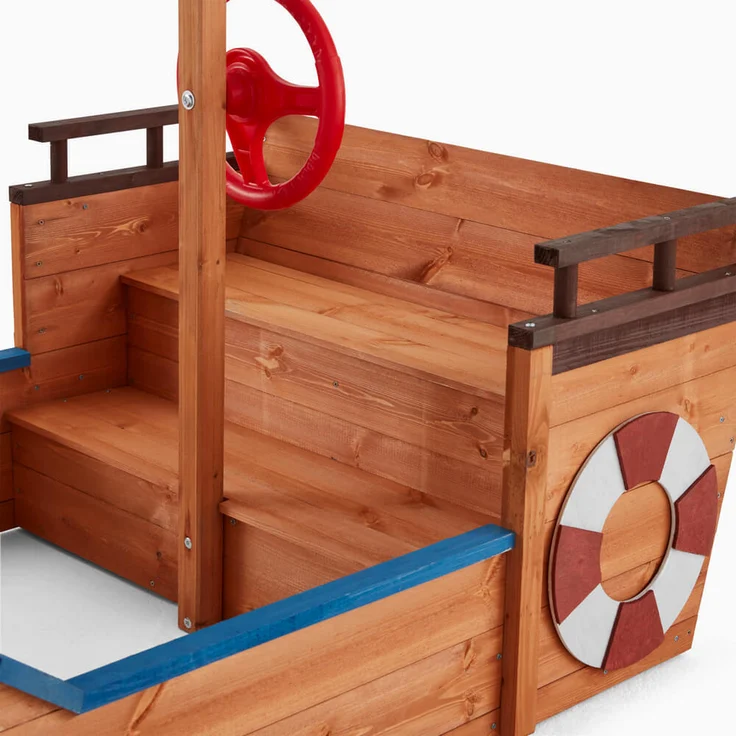 Home Deluxe 'Boot' Sandkasten inkl. Sonnenschutz und Bodenplane, Holz natur / blau, 103 x 78 x 160 cm – Bild 10