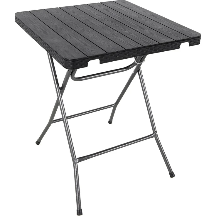 Bistrotisch Gartentisch Klapptisch Kunststoff Holz-Rattan Optik schwarz