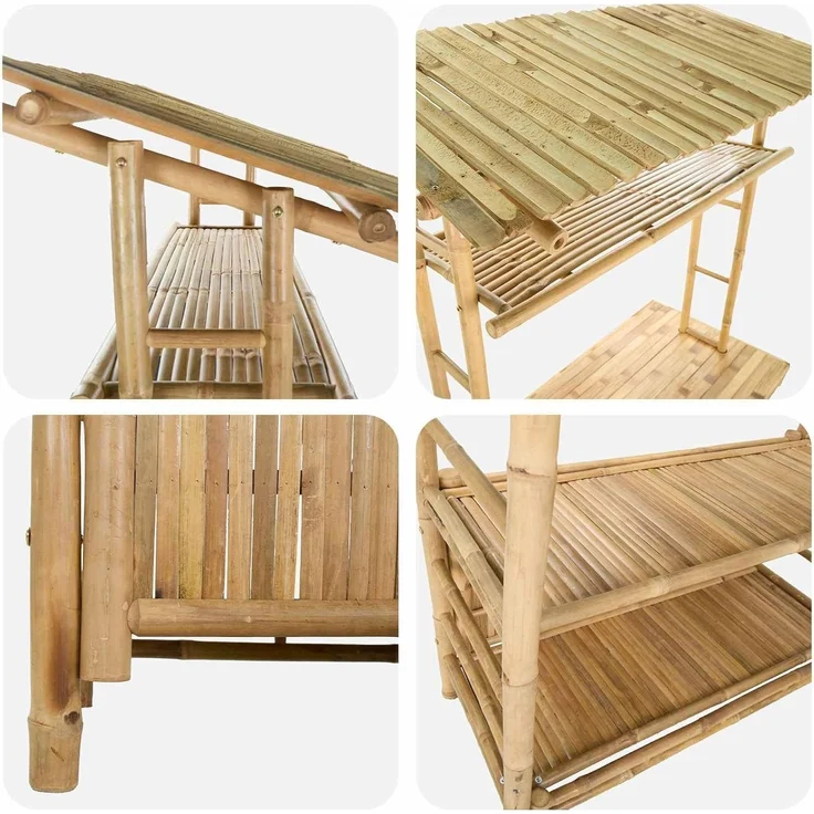 vidaXL Outdoor Bartisch Natur 110 x 50 x 210 cm Bambus 42028062 – Bild 6