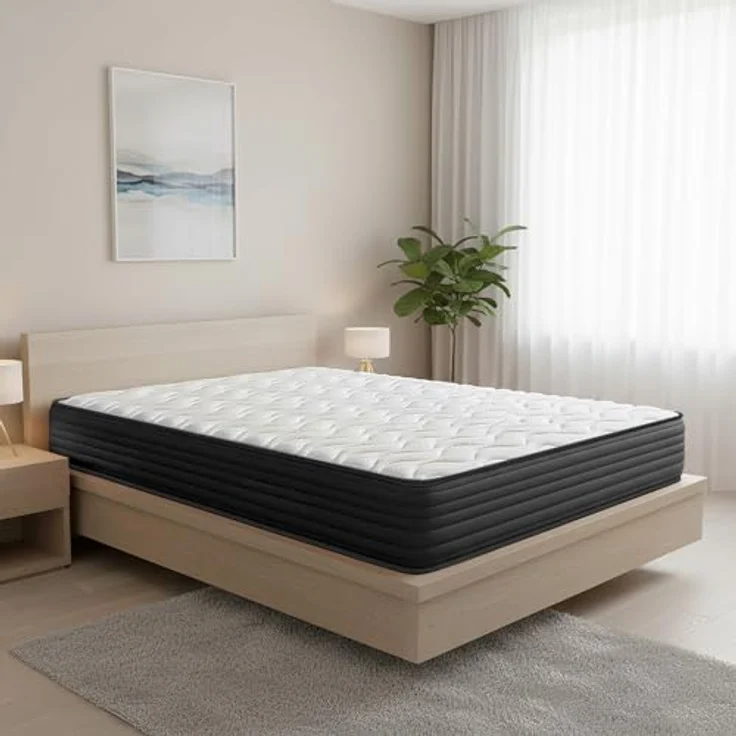 Dreaming Online Viskoelastische Matratze Pocket Visco Reversible (Winter-Sommer-Gesicht) Festigkeit-mittlere bis hohe Härte, Dicke 20 cm, Memory Foam, Weiß/Schwarz, 180x190 – Bild 3