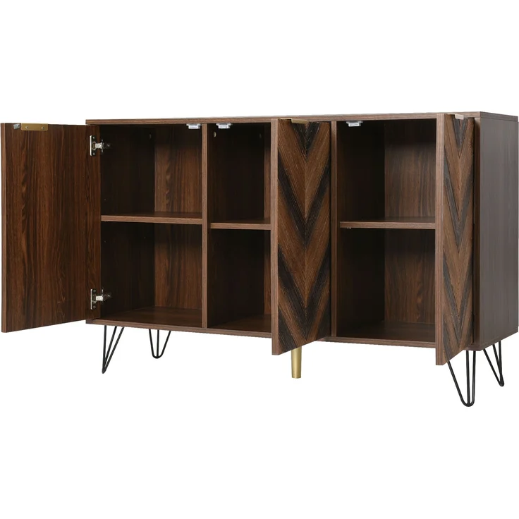 Sideboard aus Holzwerkstoff mit 3 Türen & Einlegeböden, 120x38x76,5 cm, Natural – Bild 9