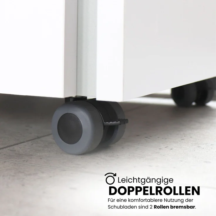 bümö lite Rollcontainer mit Schubladen, Container aus Holz in grau - Rollwagen für's Büro als Schreibtisch Unterschrank, Bürocontainer od. Schreibtischcontainer mit Seitengriff, LC30-5-5-GL – Bild 5