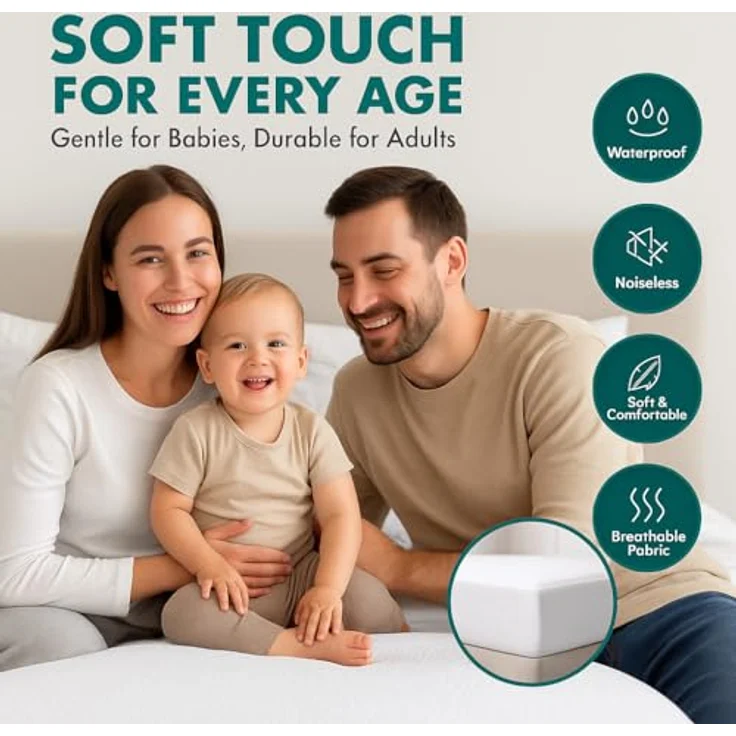Dudu N Girlie Matratzenschoner für Babykörbchen, Frottee, 100% wasserdicht, 36x75 cm – Bild 6