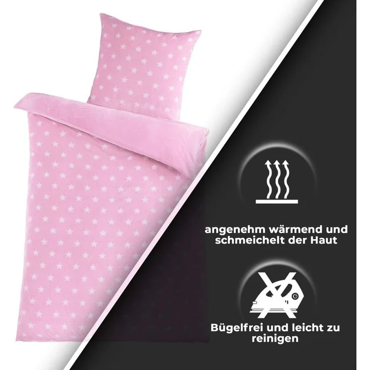 Malika Wendebettwäsche 135x200 + 80x80 cm Cashmere Touch Sterne Bettwäsche, atmungsaktiv, Mikrofaser, 2 teilig, Für Allergiker geeignet, pflegeleicht, angenehm weicher Stoff – Bild 7