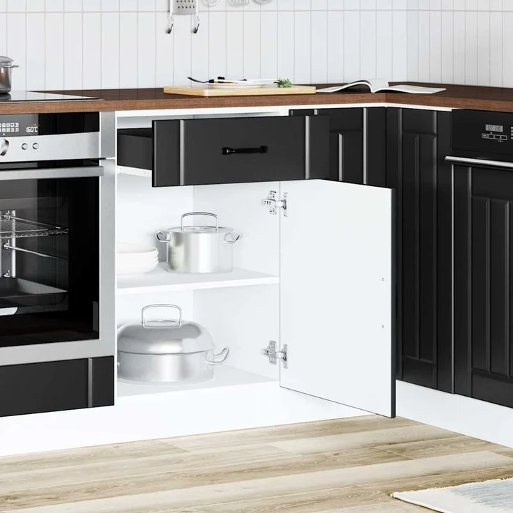 vidaXL Küchen-Unterschrank Lucca Schwarz Holzwerkstoff 853718 – Bild 3