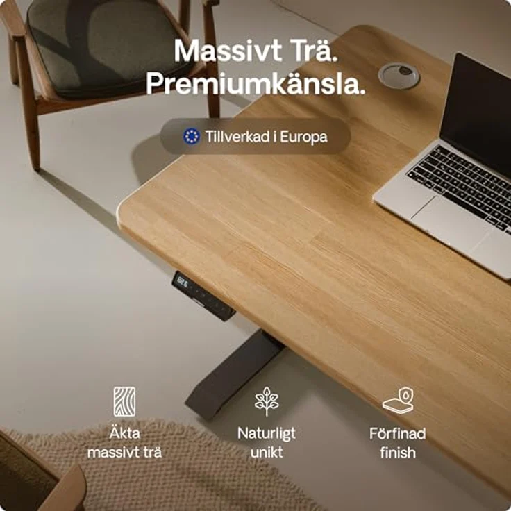 Desktronic Höhenverstellbarer Schreibtisch aus massivem Eichenholz (160x80 cm) – Elektrisch höhenverstellbar mit flüsterleisem Dual-Motor & Touchscreen – Hohe Tragfähigkeit – Stehtisch HomePro – Bild 9