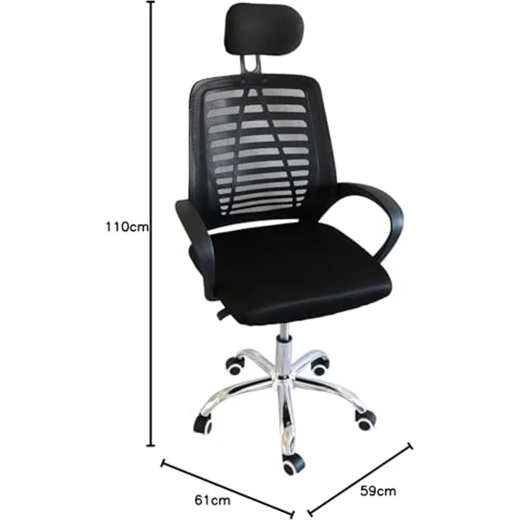 Kynast Bürostuhl mit Kopfstütze und Armlehnen, Textilgewebe Schwarz, 110 x 61 x 59 cm – Bild 2