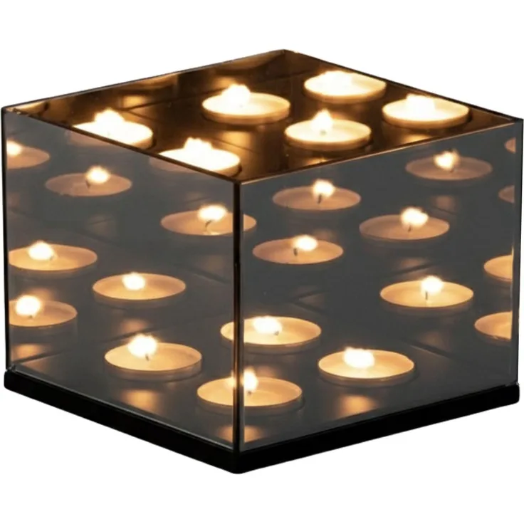 Brixy Teelichthalter – Teelichthalter – 4 Teelichter – Reflektierendes Spiegelglas – Kerzenhalter – Schwarz
