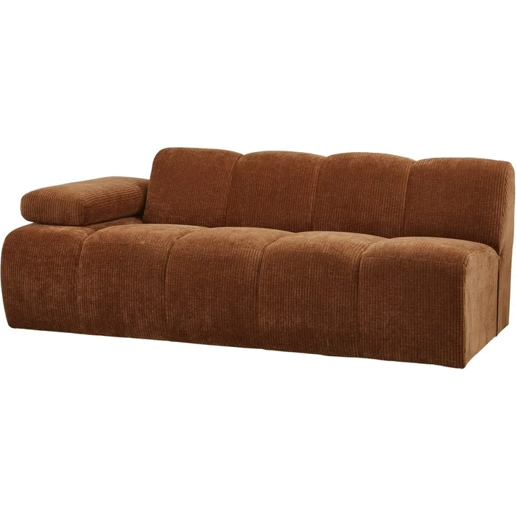 Modulsofa Mojo Flachcord 2er Arm-Links, Rostbraun