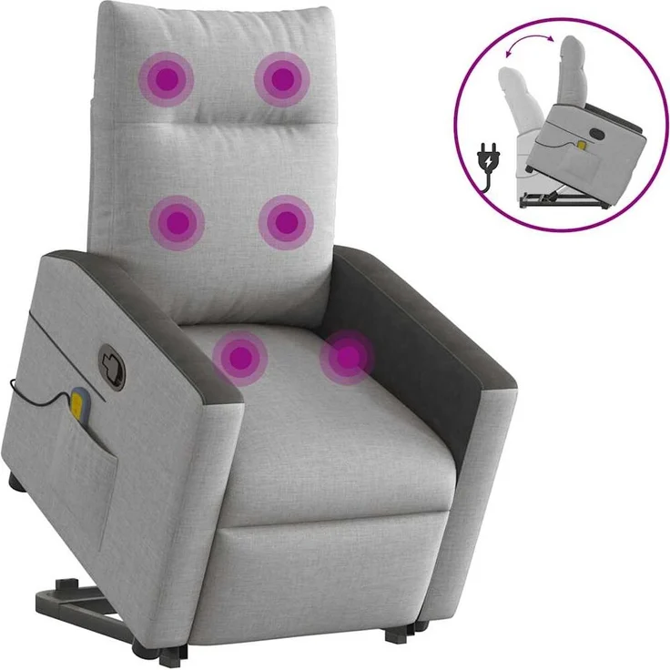 vidaXL Massagesessel mit Aufstehhilfe Wolkengrau Stoff 3324058 – Bild 1