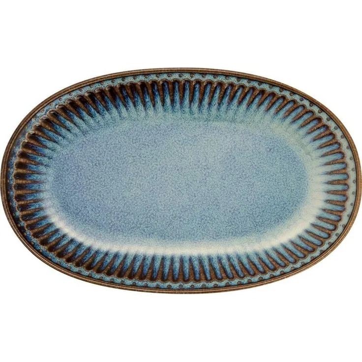 Greengate Gebäckteller Alice oyster Plätzchenteller blue 23x14,5cm, Steinzeug, (Plätzchenteller)